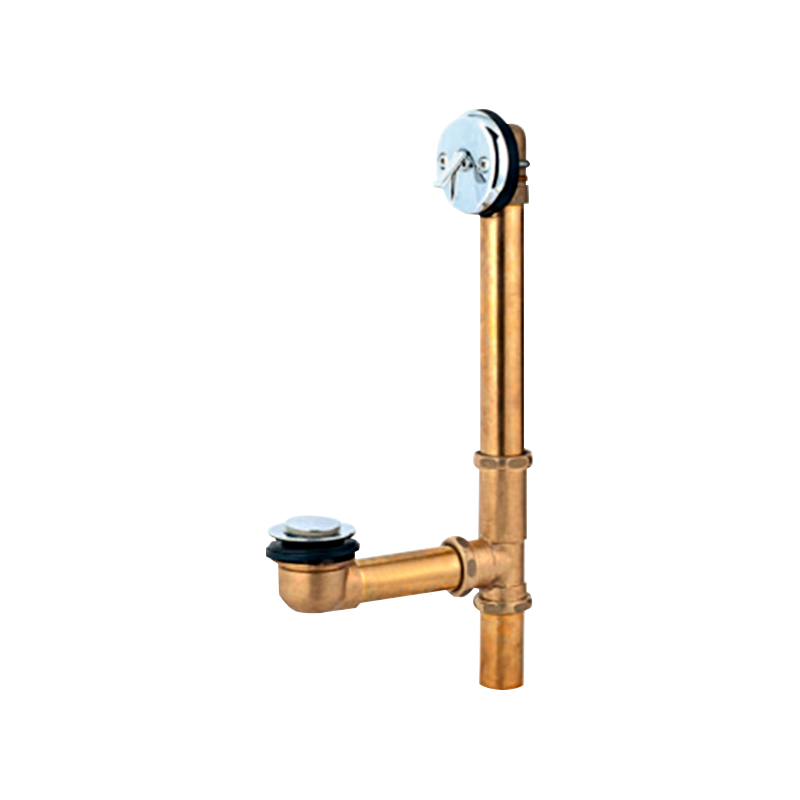 浴缸全金属黄铜管机械拔杆式控制下水器